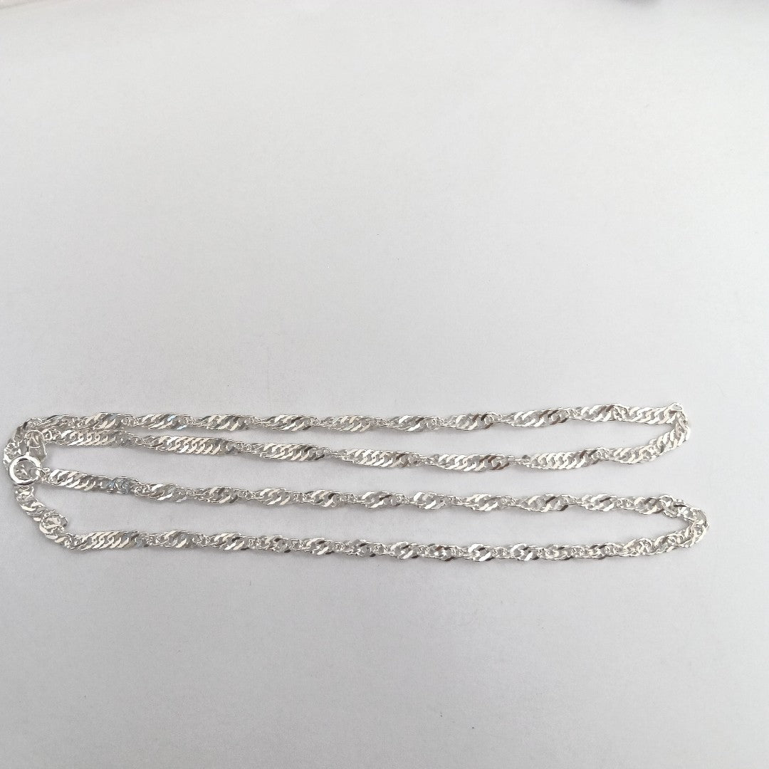 CADENA TEJIDO MEDIO TORZAL PLATA .925 55 CM 6.4 GR (NUEVO)