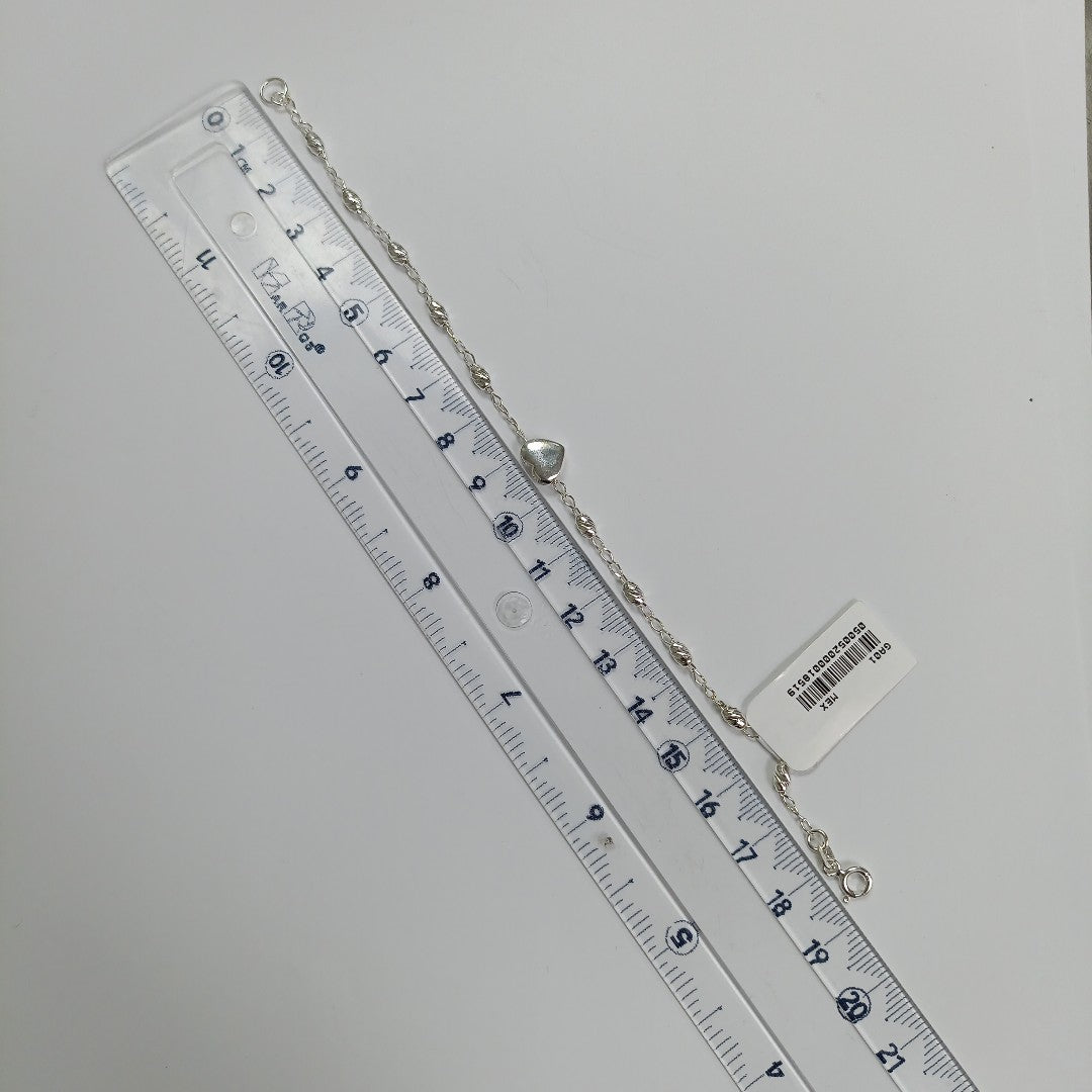PULSERA TEJIDO CORAZON PLATA .925 18 CM 3.4 GR (NUEVO)