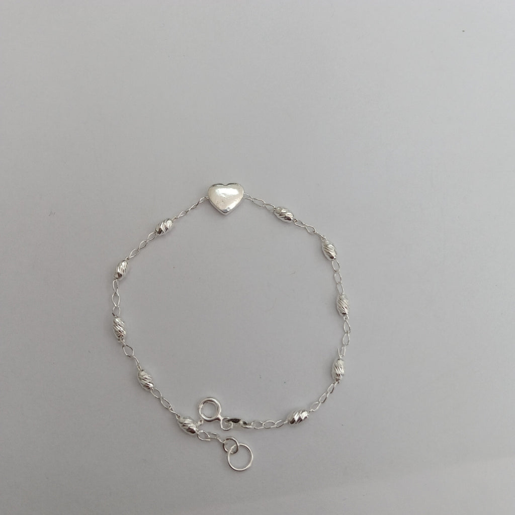 PULSERA TEJIDO CORAZON PLATA .925 18 CM 3.2 GR (NUEVO)