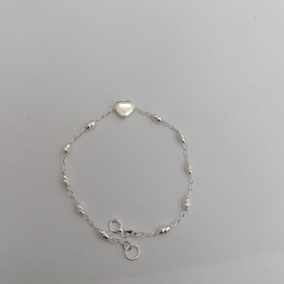 PULSERA TEJIDO CORAZON PLATA .925 18 CM 3.2 GR (NUEVO)