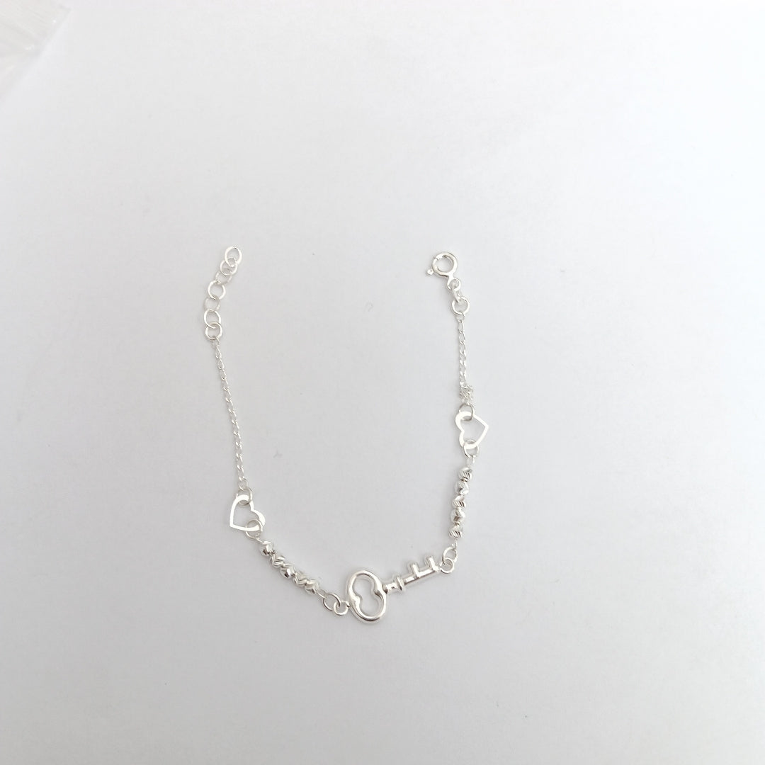 PULSERA TEJIDO LLAVE PLATA .925 18 CM 2.3 GR (NUEVO)
