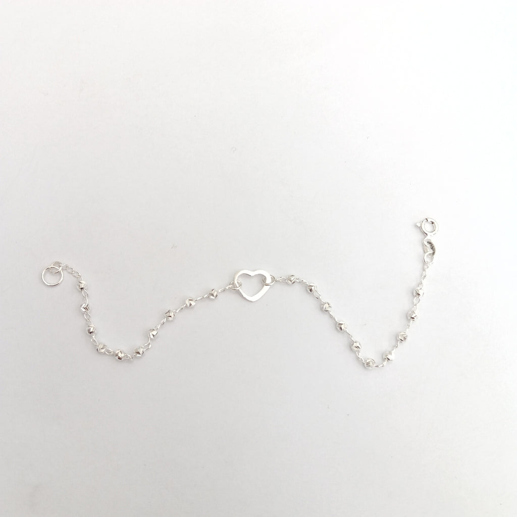 PULSERA TEJIDO CORAZON PLATA .925 18 CM 2 GR (NUEVO)