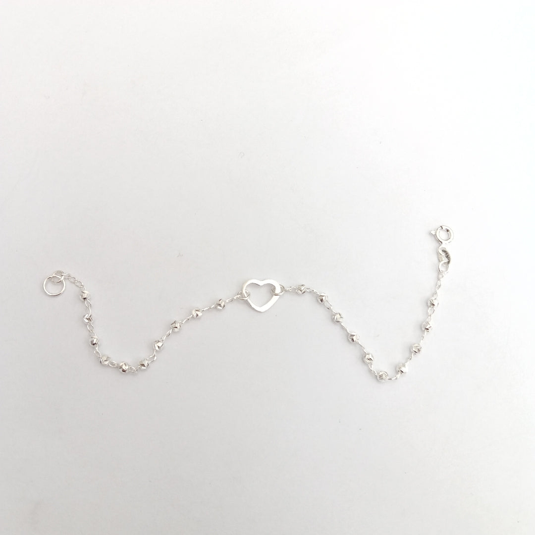 PULSERA TEJIDO CORAZON PLATA .925 18 CM 2 GR (NUEVO)