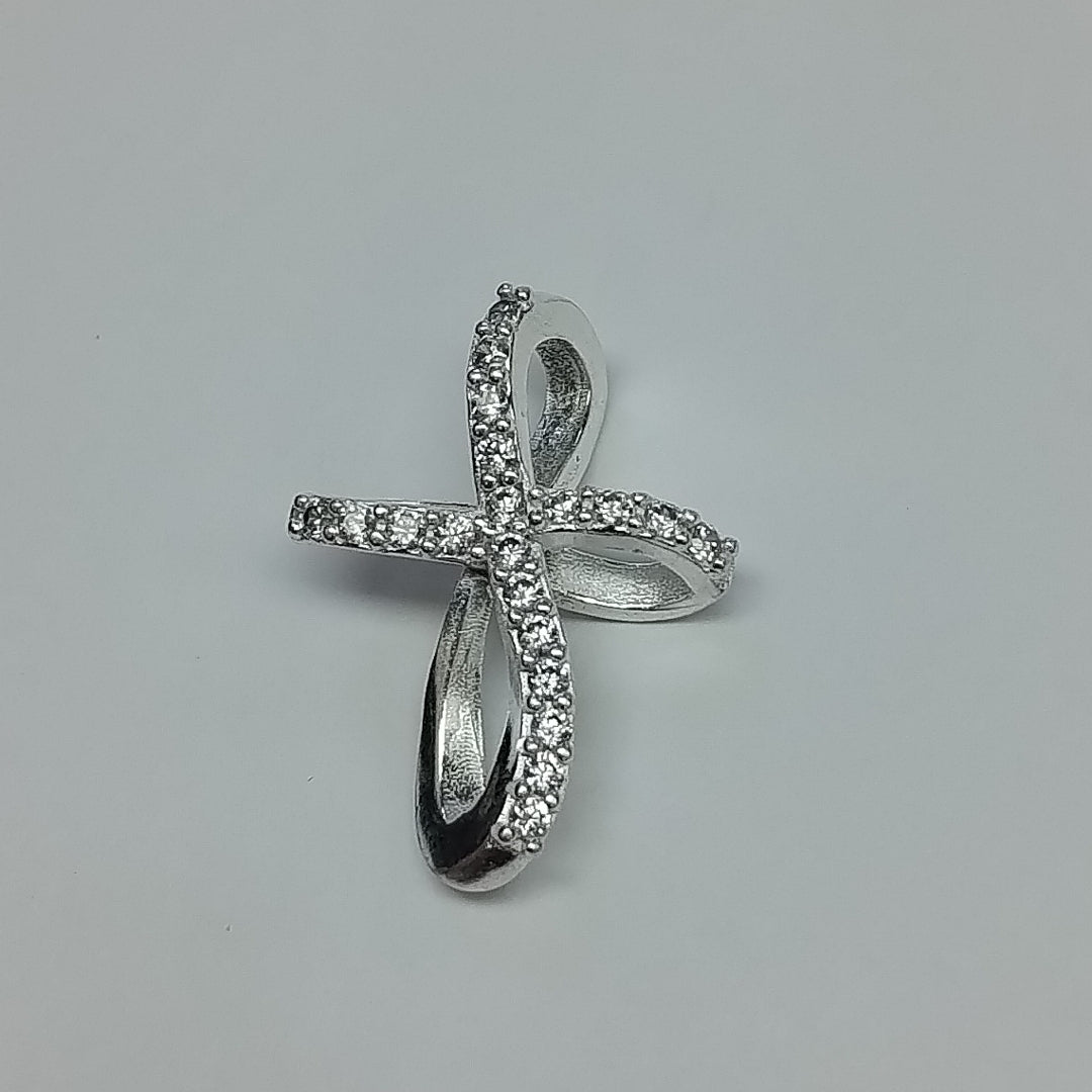 DIJE CRUZ C/CIRCONIAS PLATA .925 1.8 GR (NUEVO)