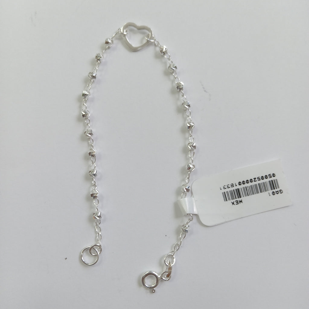 PULSERA TEJIDO CORAZON PLATA .925 18 CM 2 GR (NUEVO)