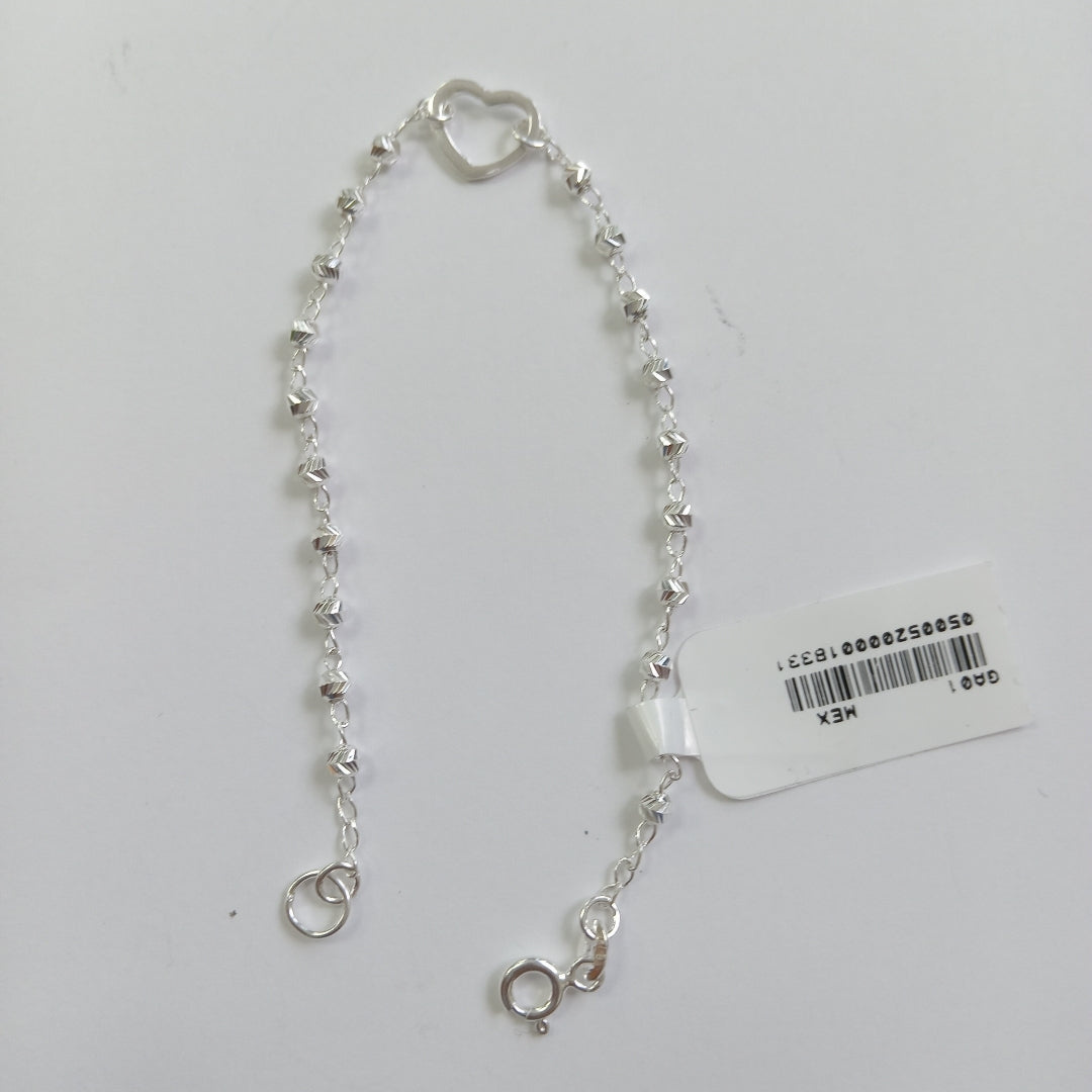 PULSERA TEJIDO CORAZON PLATA .925 18 CM 2 GR (NUEVO)