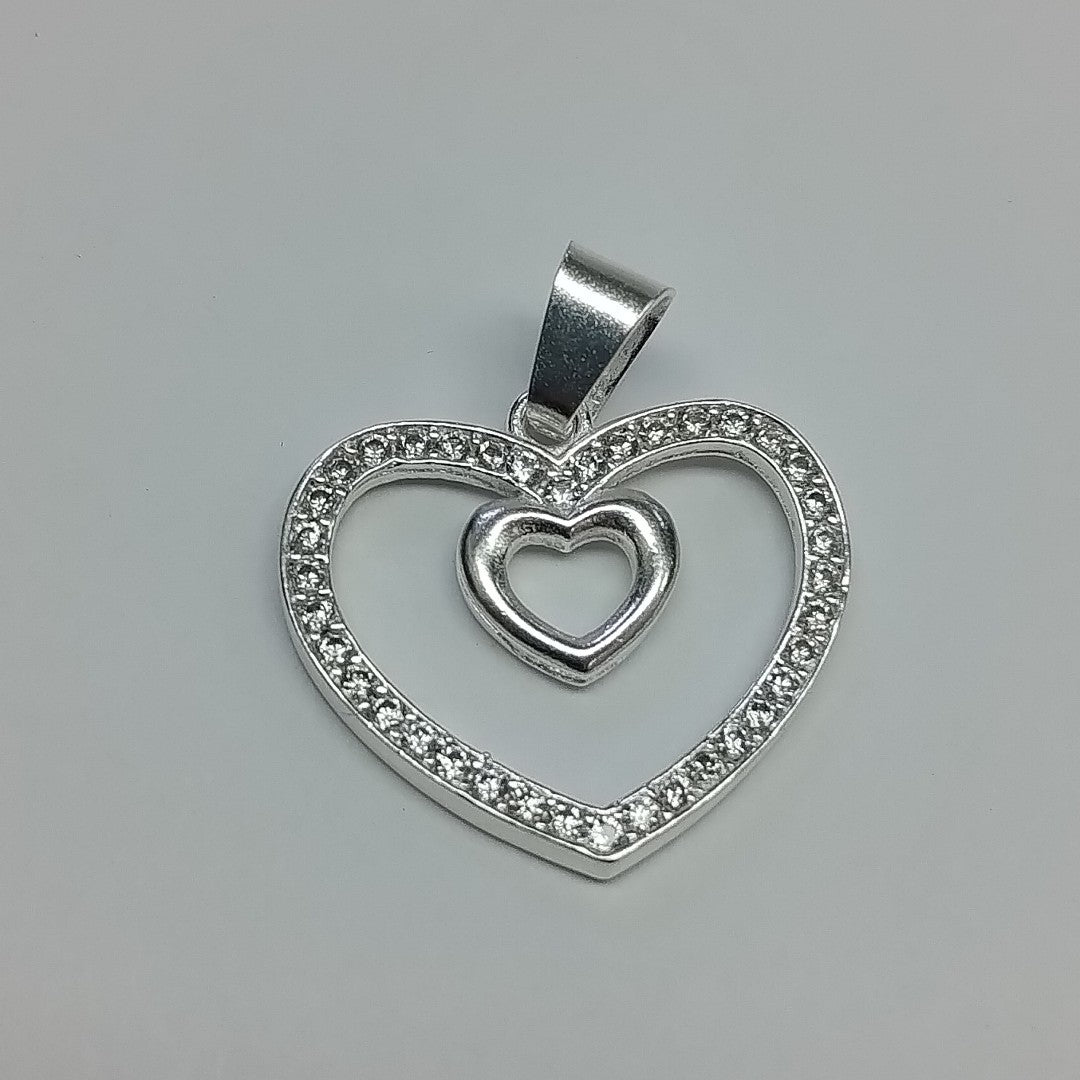 DIJE CORAZON C/CIRCONIAS PLATA .925 2.7 GR (NUEVO)
