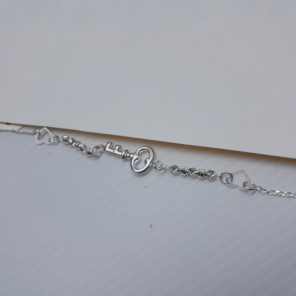 PULSERA TEJIDO LLAVE PLATA .925 18 CM 2.3 GR (NUEVO)