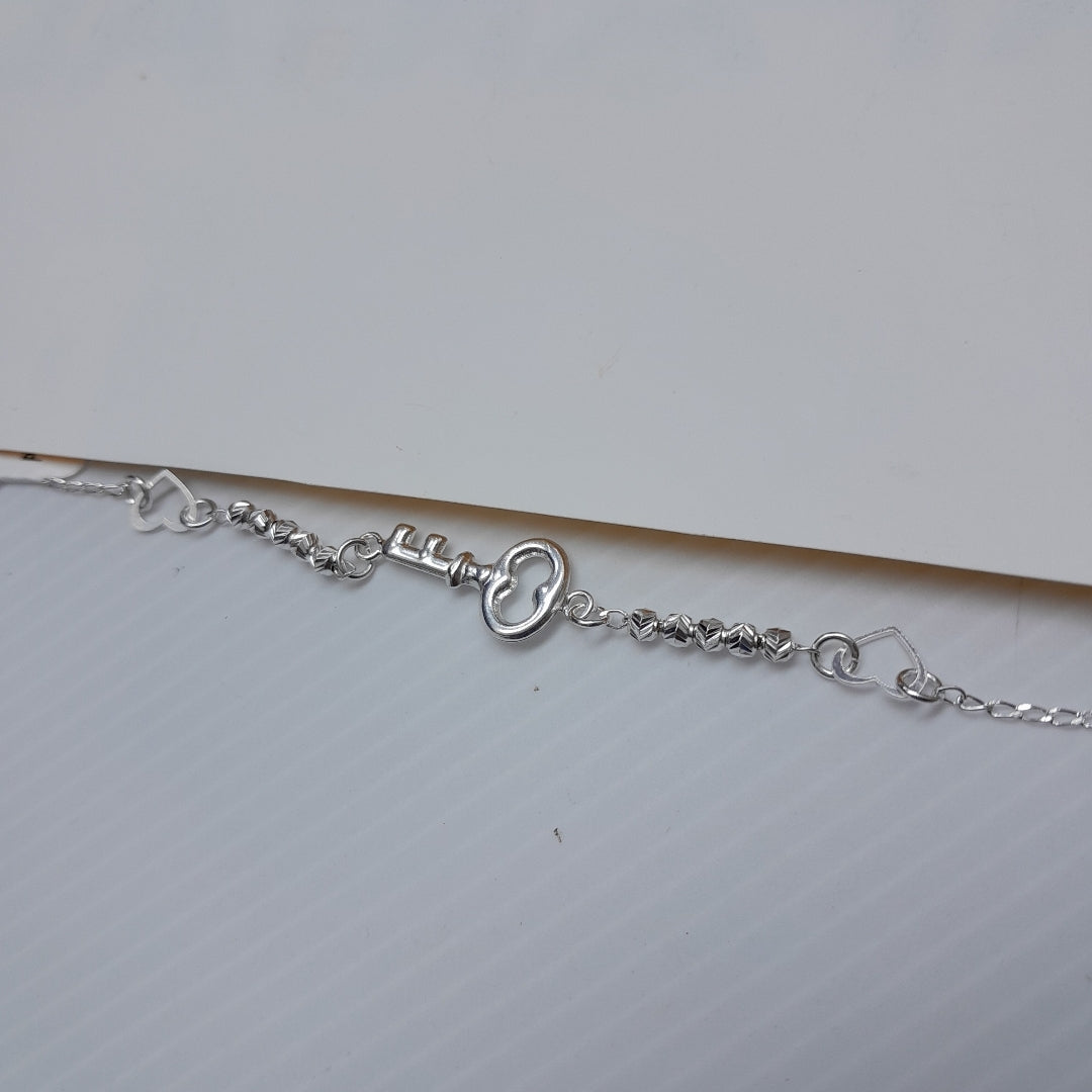 PULSERA TEJIDO LLAVE PLATA .925 18 CM 2.3 GR (NUEVO)