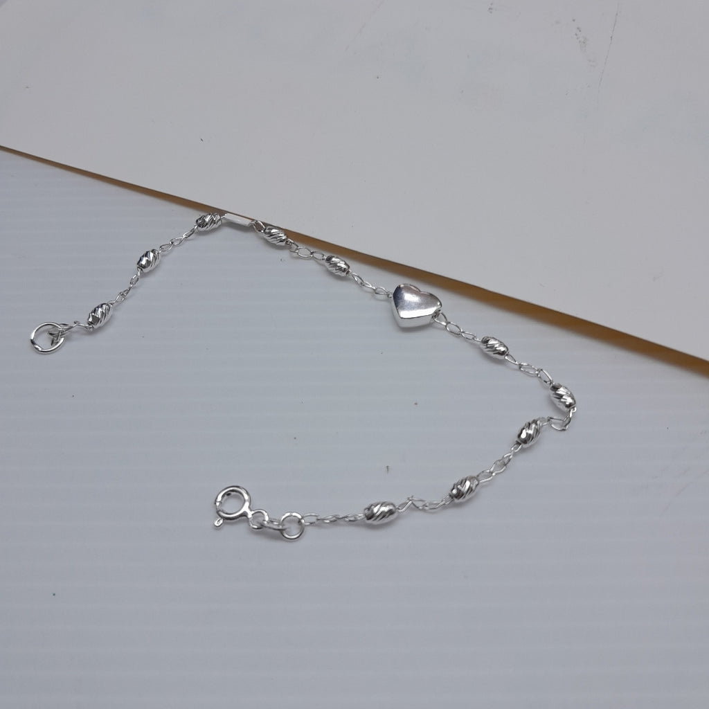 PULSERA TEJIDO CORAZON PLATA .925 18 CM 3.3 GR (NUEVO)