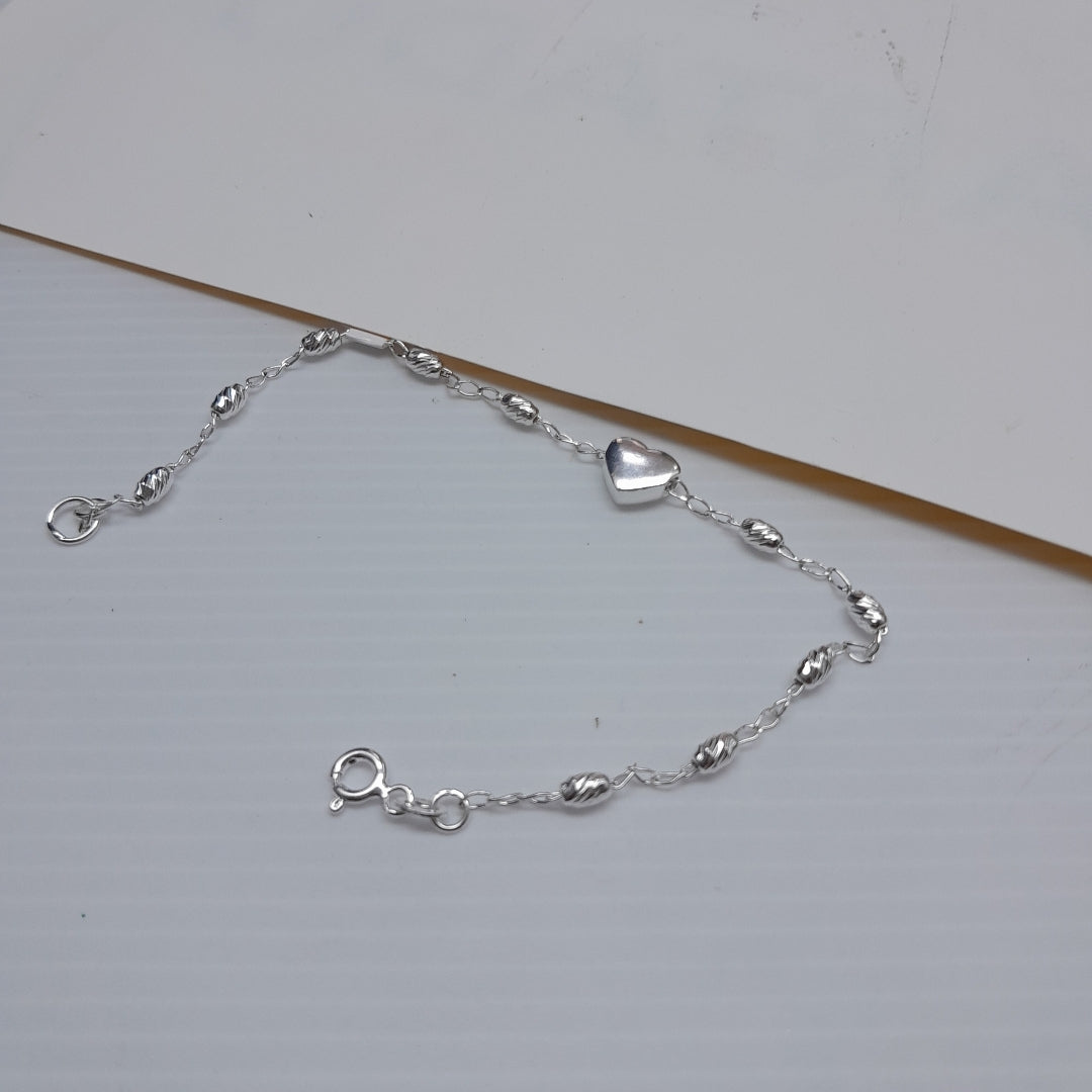 PULSERA TEJIDO CORAZON PLATA .925 18 CM 3.3 GR (NUEVO)