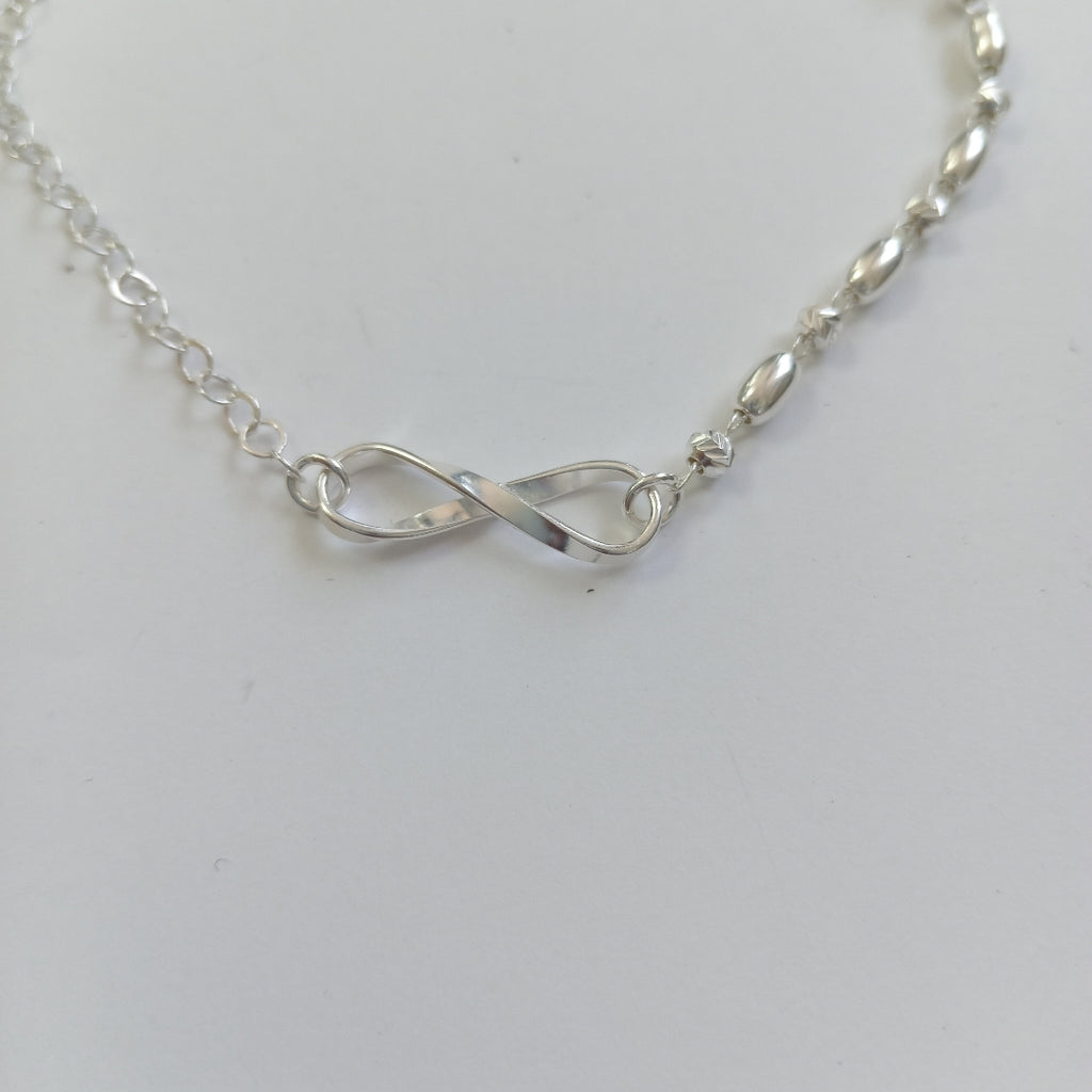 PULSERA TEJIDO INFINITO PLATA .925 18 CM 2.3 GR (NUEVO)
