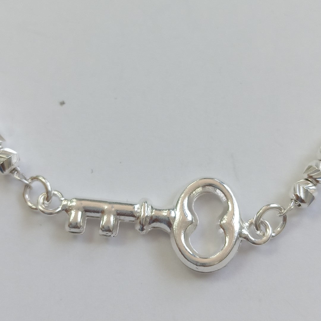 PULSERA TEJIDO LLAVE PLATA .925 18 CM 2.3 GR (NUEVO)