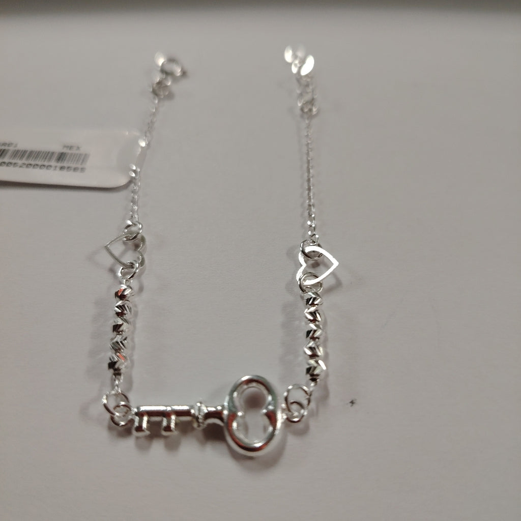 PULSERA TEJIDO LLAVE PLATA .925 18 CM 2.3 GR (NUEVO)