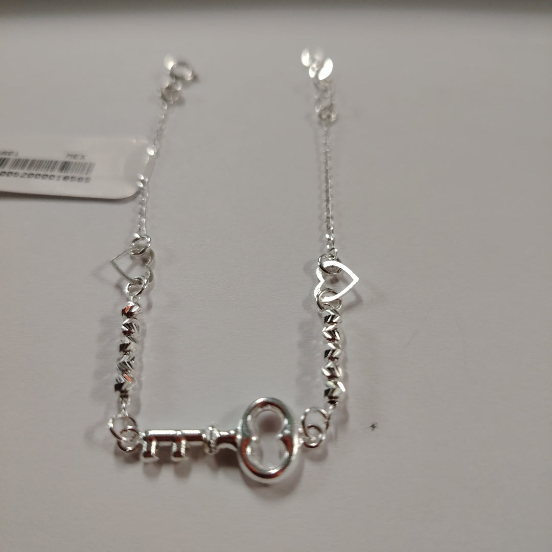 PULSERA TEJIDO LLAVE PLATA .925 18 CM 2.3 GR (NUEVO)