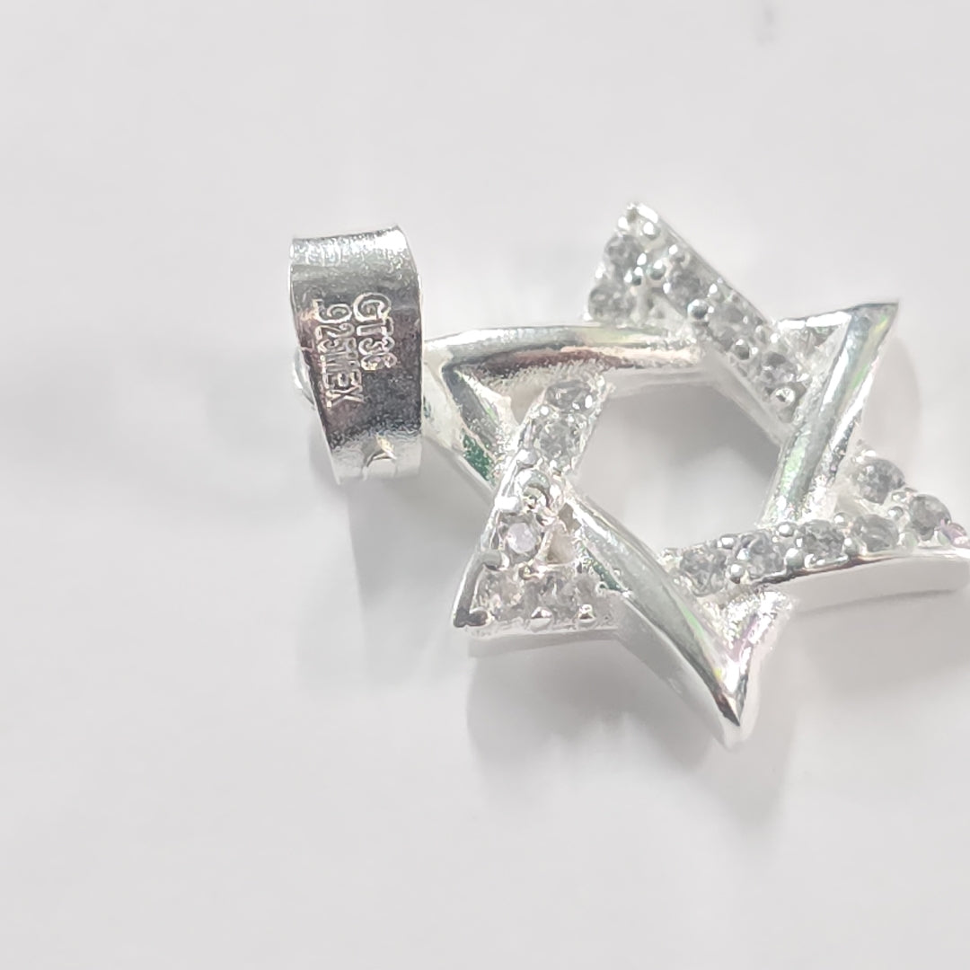 DIJE ESTRELLA DE DAVID C/CIRCONIAS PLATA .925 2.7 GR (NUEVO)