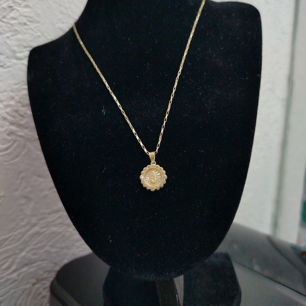 CADENA, MEDALLA RELIGIOSA ORO 10 K 2.2 GRMS (SEMINUEVO)