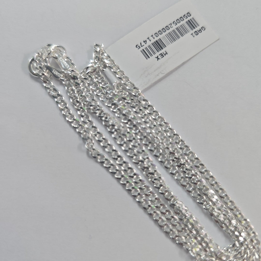 CADENA TEJIDO BARBADO PLATA .925 60 CM 5.6 GR (NUEVO)