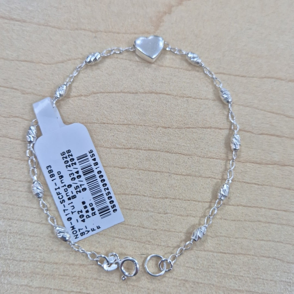 PULSERA TEJIDO CORAZON PLATA .925 18 CM 3.3 GR (NUEVO)