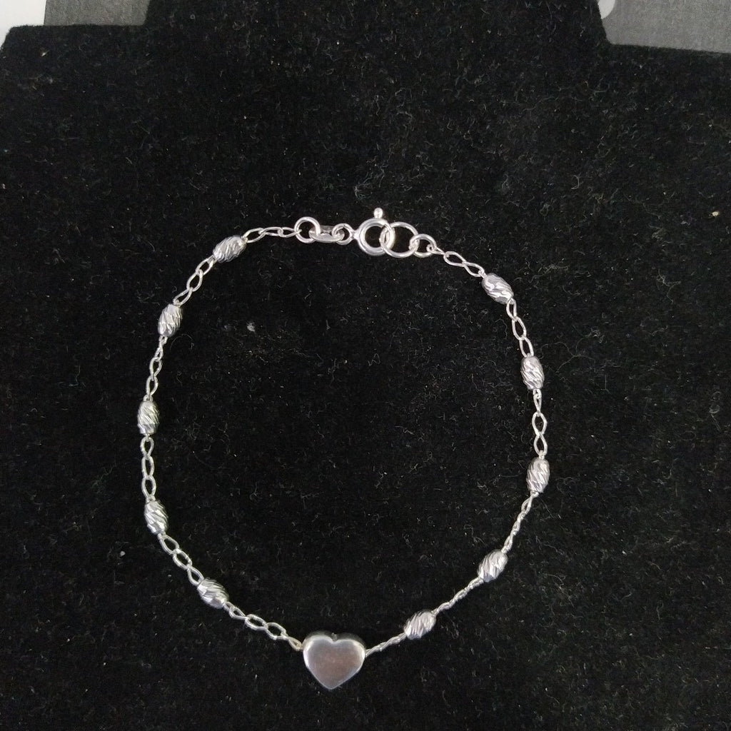 PULSERA TEJIDO CORAZON PLATA .925 18 CM 3.3 GR (NUEVO)