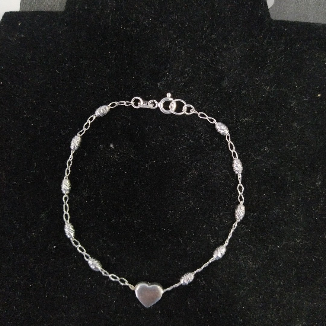 PULSERA TEJIDO CORAZON PLATA .925 18 CM 3.3 GR (NUEVO)