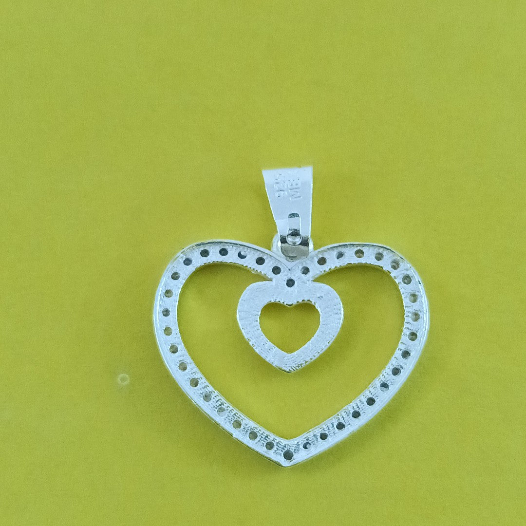 DIJE CORAZON C/CIRCONIAS PLATA .925 2.7 GR (NUEVO)