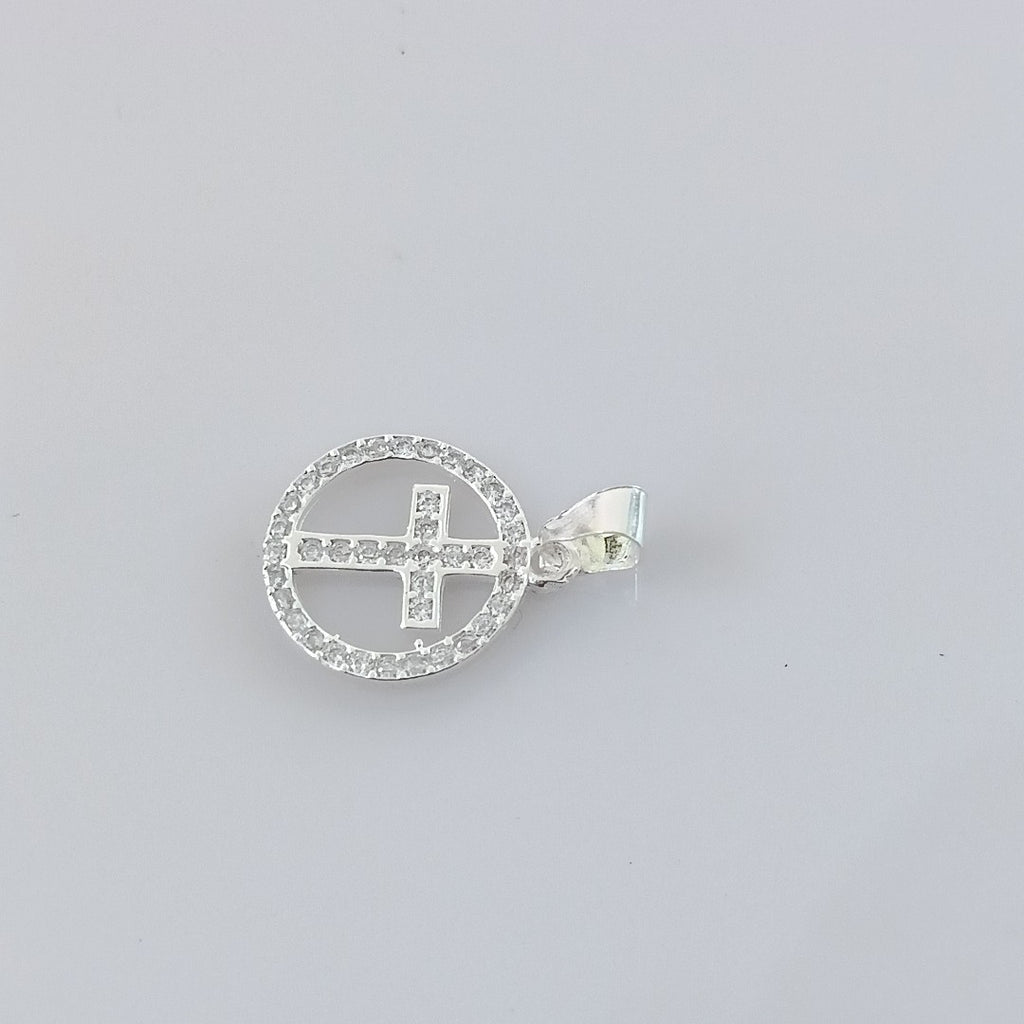 DIJE CRUZ C/CIRCONIAS PLATA .925 2.4 GR (NUEVO)