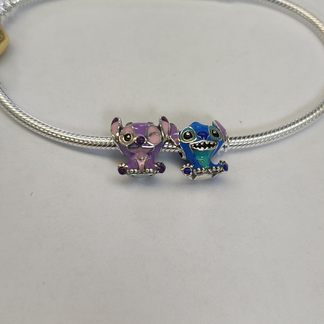 PULSERA TEJIDO ARTICULADA CON CHARMS PLATA .925 21 CM 20.9 GR (NUEVO)