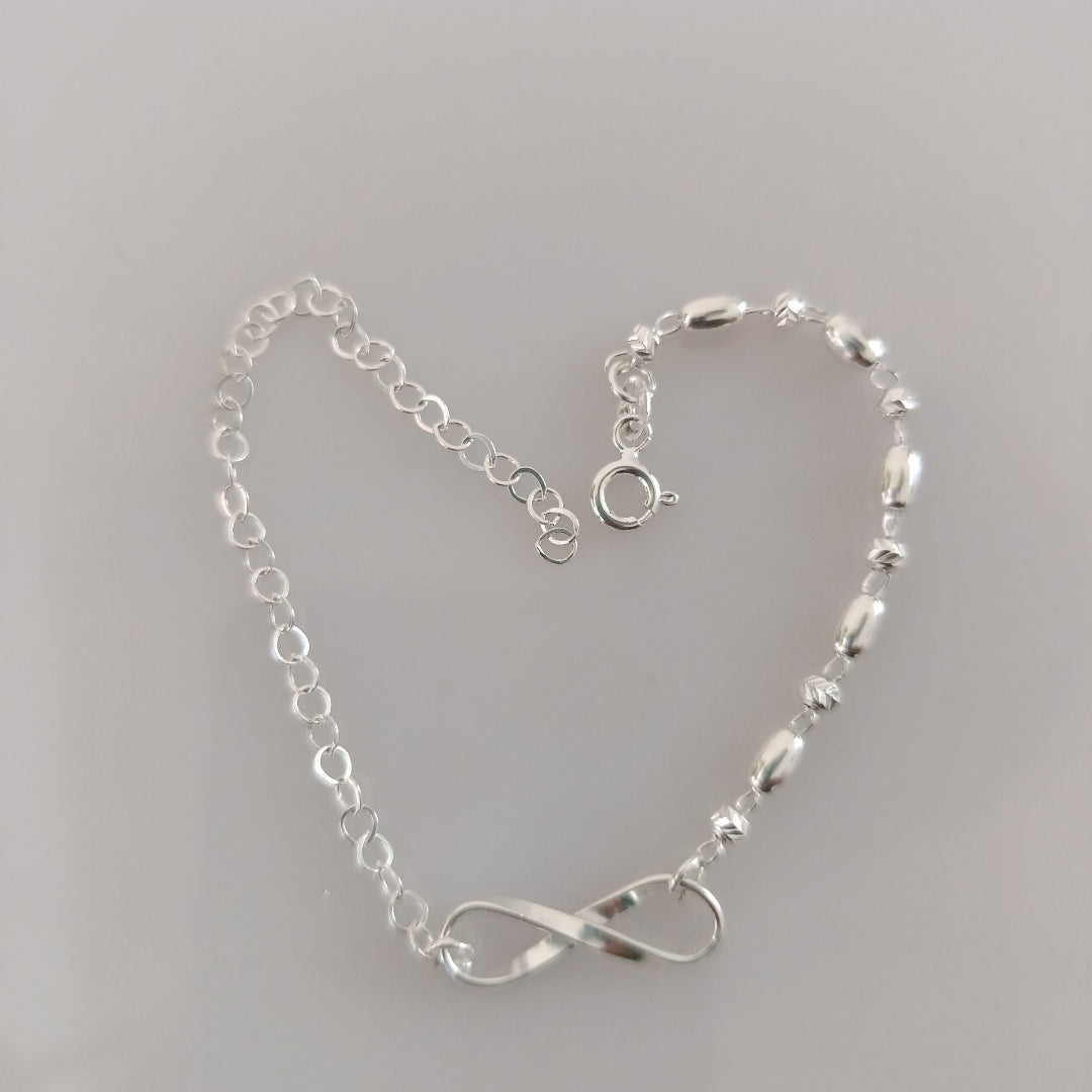 PULSERA TEJIDO INFINITO PLATA .925 18 CM 2.4 GR (NUEVO)