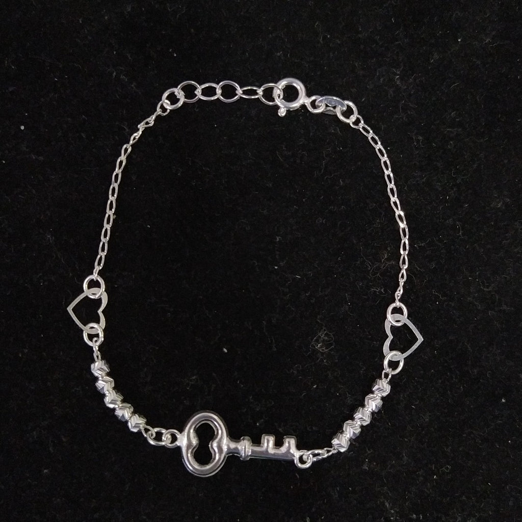 PULSERA TEJIDO LLAVE PLATA .925 18 CM 2.3 GR (NUEVO)
