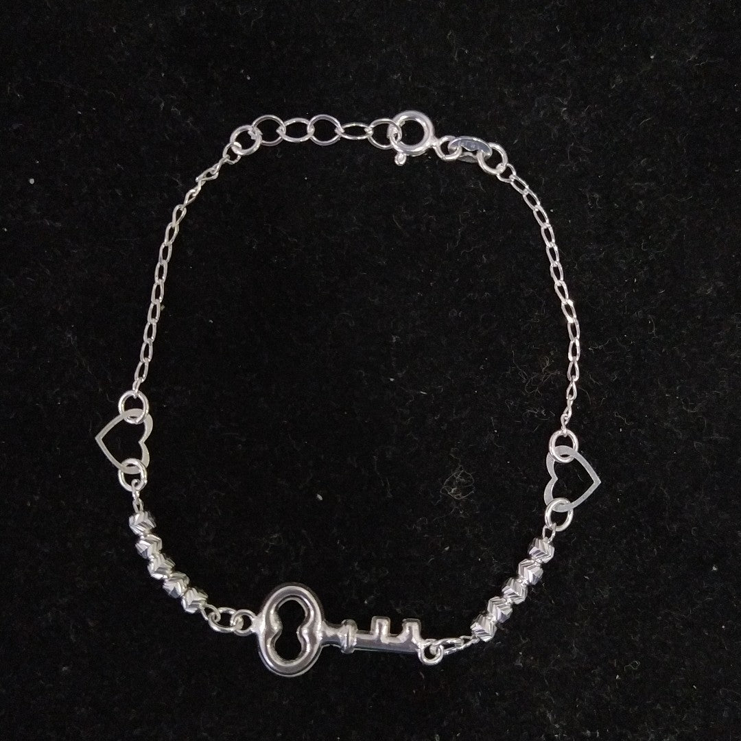 PULSERA TEJIDO LLAVE PLATA .925 18 CM 2.3 GR (NUEVO)