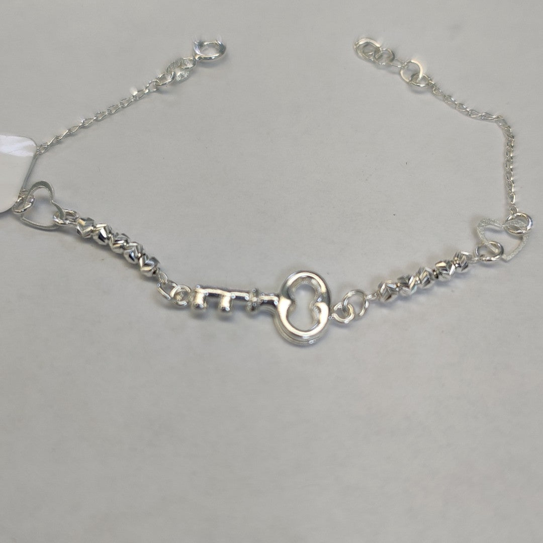 PULSERA TEJIDO LLAVE PLATA .925 18 CM 2.3 GR (NUEVO)