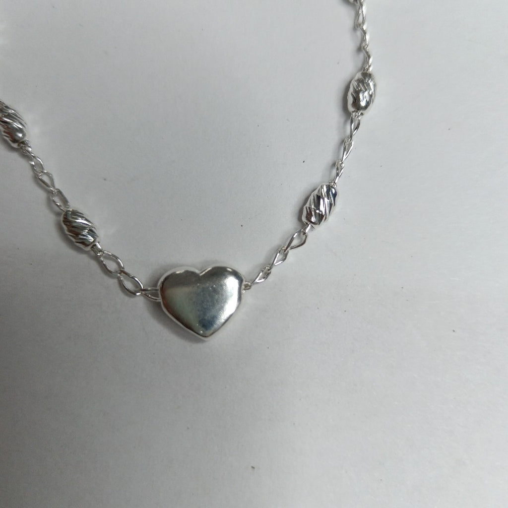 PULSERA TEJIDO CORAZON PLATA .925 18 CM 3.4 GR (NUEVO)