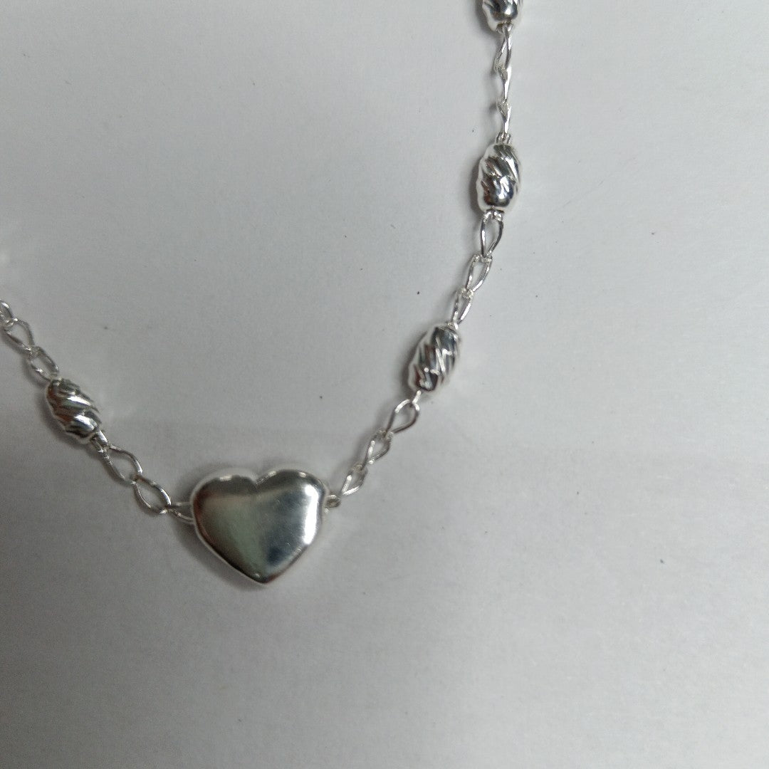 PULSERA TEJIDO CORAZON PLATA .925 18 CM 3.3 GR (NUEVO)