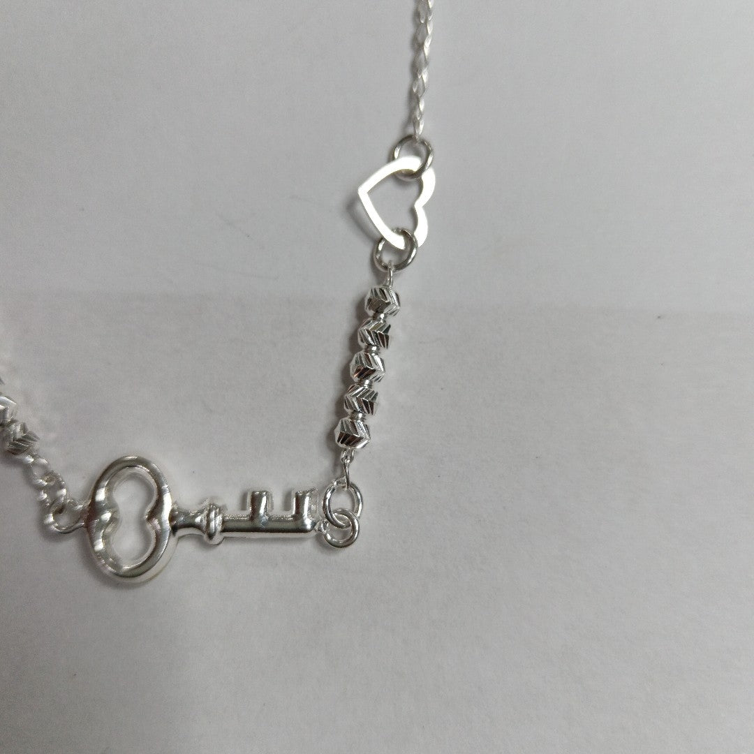 PULSERA TEJIDO LLAVE PLATA .925 18 CM 2.3 GR (NUEVO)