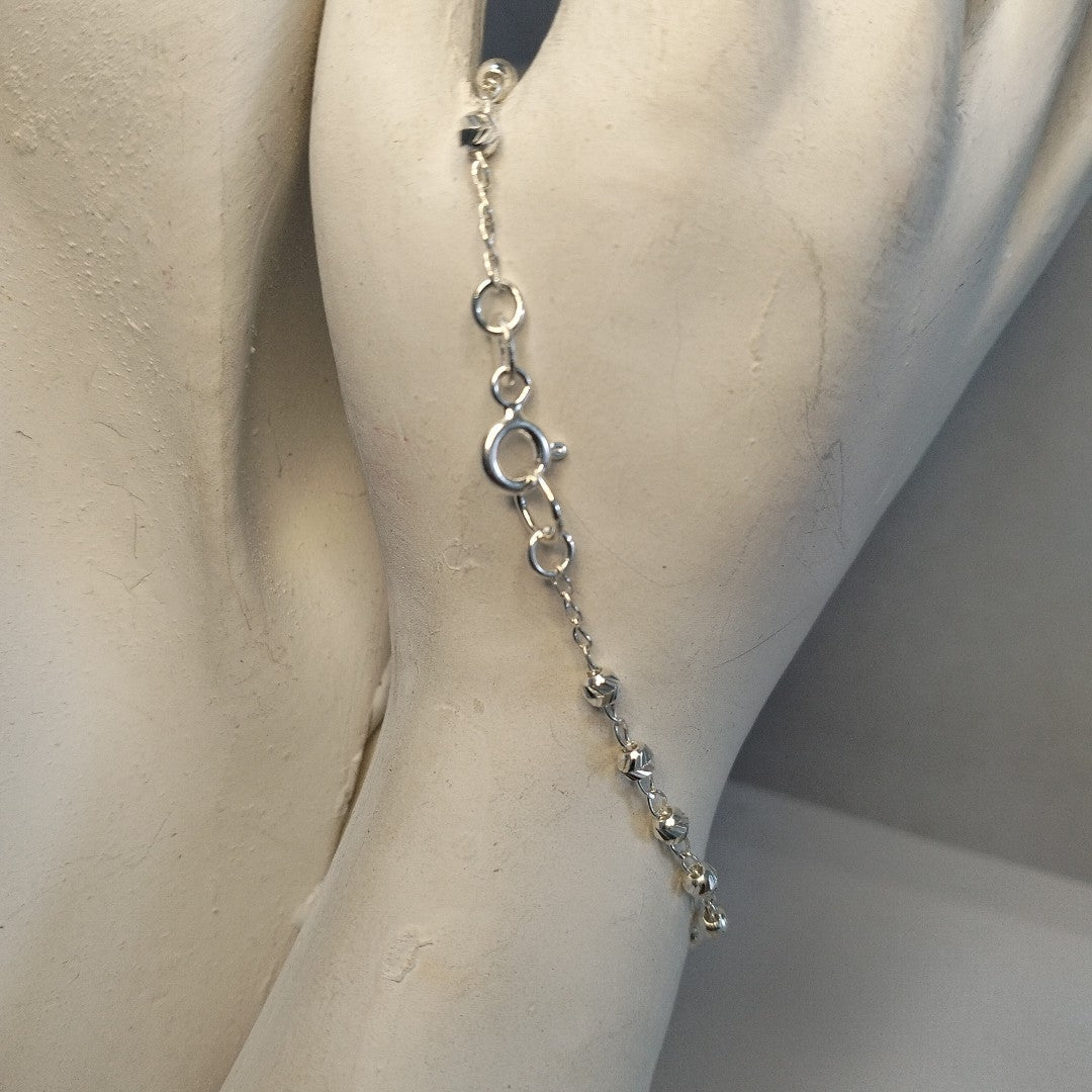 PULSERA TEJIDO CORAZON PLATA .925 18 CM 2 GR (NUEVO)