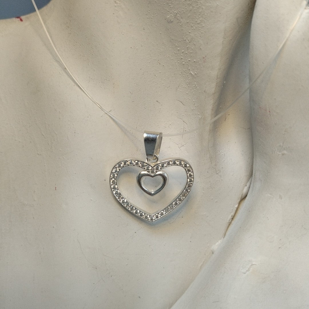 DIJE CORAZON C/CIRCONIAS PLATA .925 2.7 GR (NUEVO)
