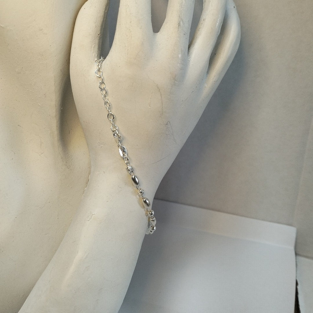 PULSERA TEJIDO ESPECIAL PLATA .925 18 CM 2.6 GR (NUEVO)