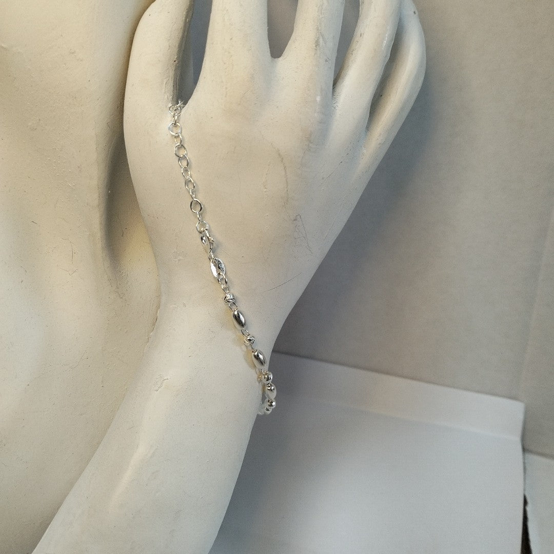 PULSERA TEJIDO ESPECIAL PLATA .925 18 CM 2.6 GR (NUEVO)