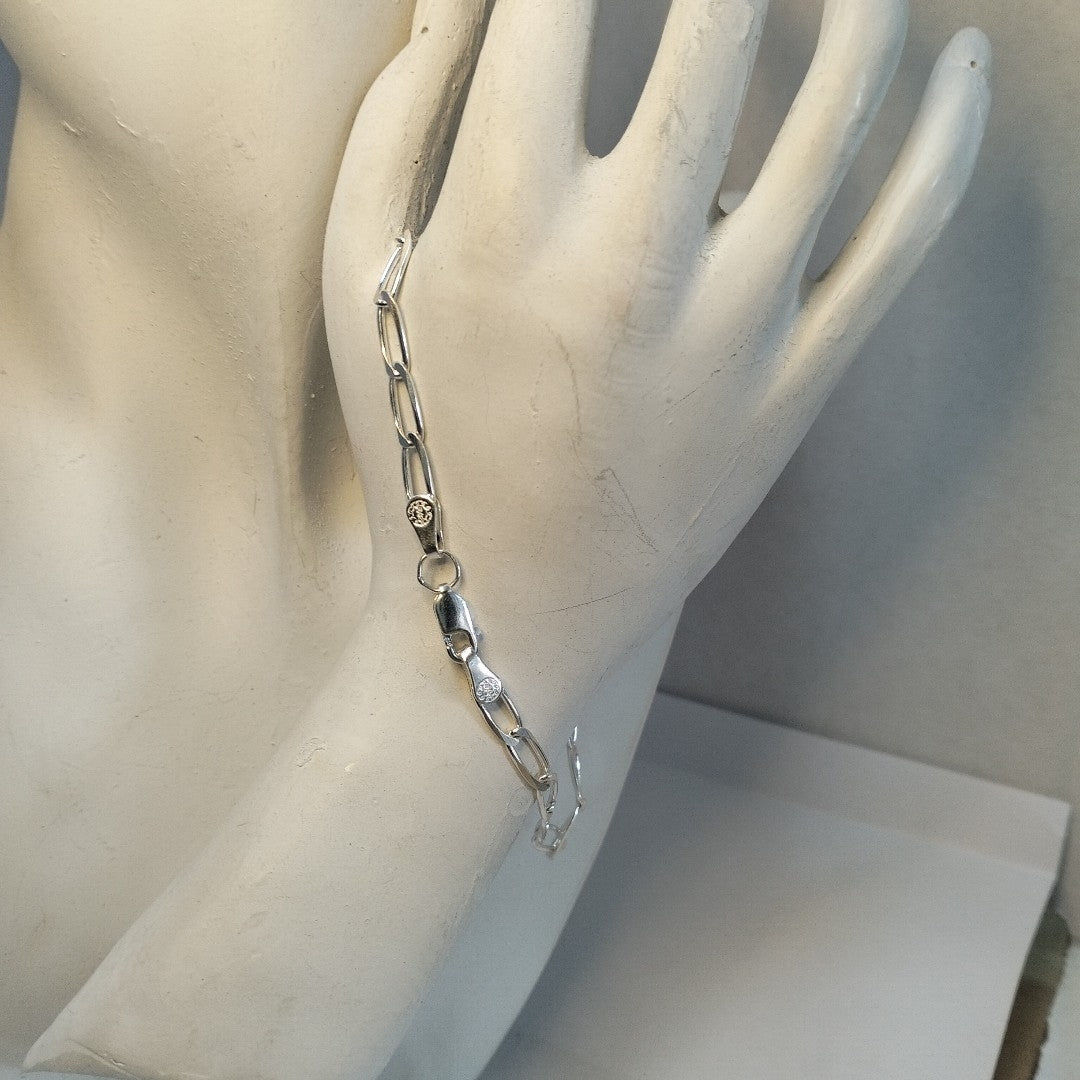 PULSERA TEJIDO ESLABONES PLATA .925 21 CM 4.1 GR (NUEVO)