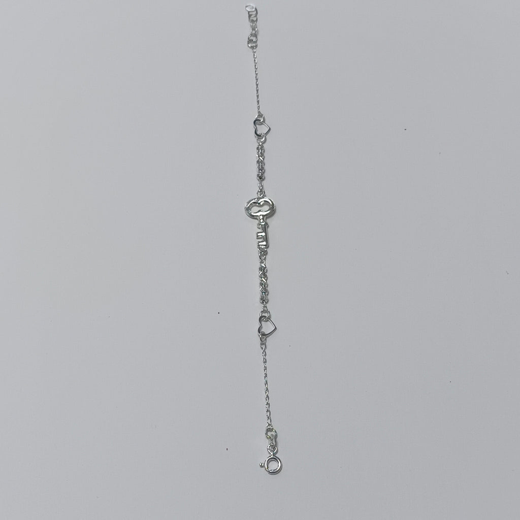 PULSERA TEJIDO LLAVE PLATA .925 18 CM 2.3 GR (NUEVO)