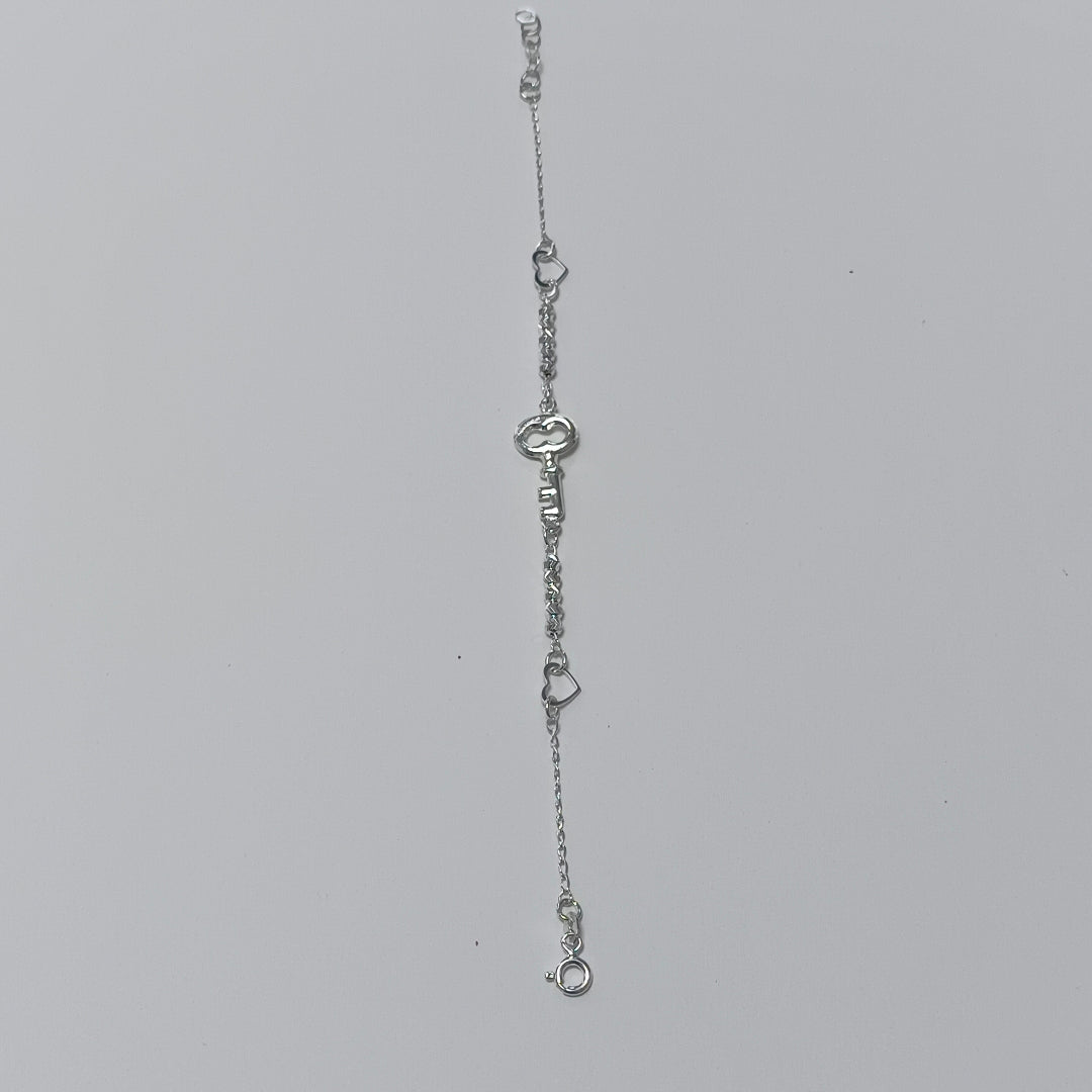 PULSERA TEJIDO LLAVE PLATA .925 18 CM 2.3 GR (NUEVO)