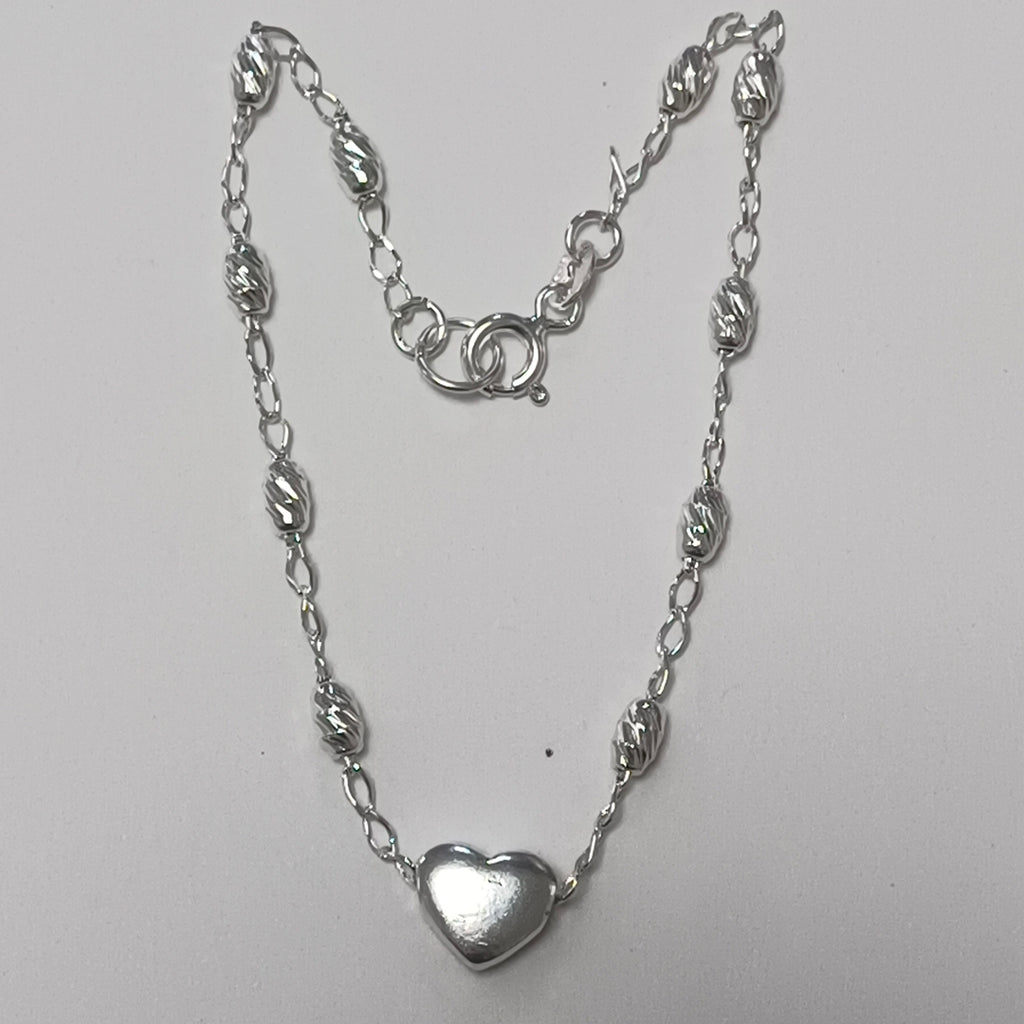 PULSERA TEJIDO CORAZON PLATA .925 18 CM 3.3 GR (NUEVO)