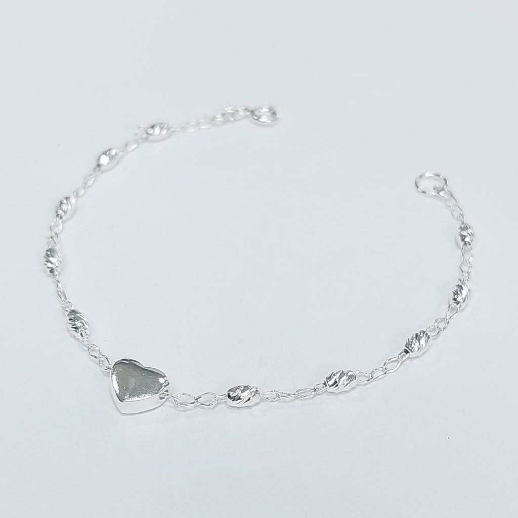 PULSERA TEJIDO CORAZON PLATA .925 18 CM 3.4 GR (NUEVO)