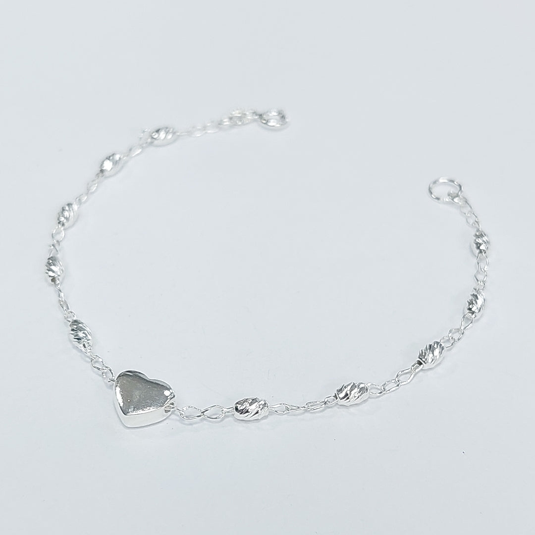 PULSERA TEJIDO CORAZON PLATA .925 18 CM 3.4 GR (NUEVO)