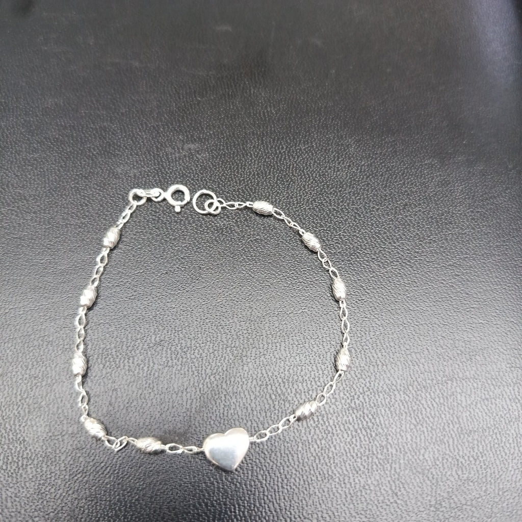 PULSERA TEJIDO CORAZON PLATA .925 18 CM 3.3 GR (NUEVO)