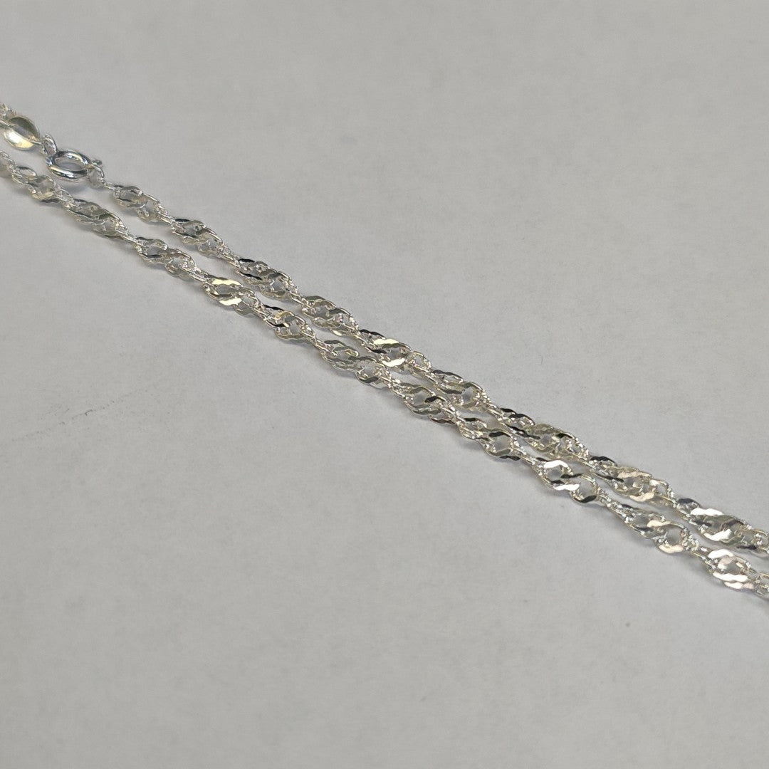 CADENA TEJIDO MEDIO TORZAL PLATA .925 55 CM 5.5 GR (NUEVO)