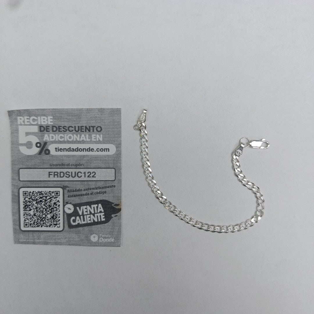 PULSERA TEJIDO BARBADA PLATA .925 16 CM 4.3 GR (NUEVO)