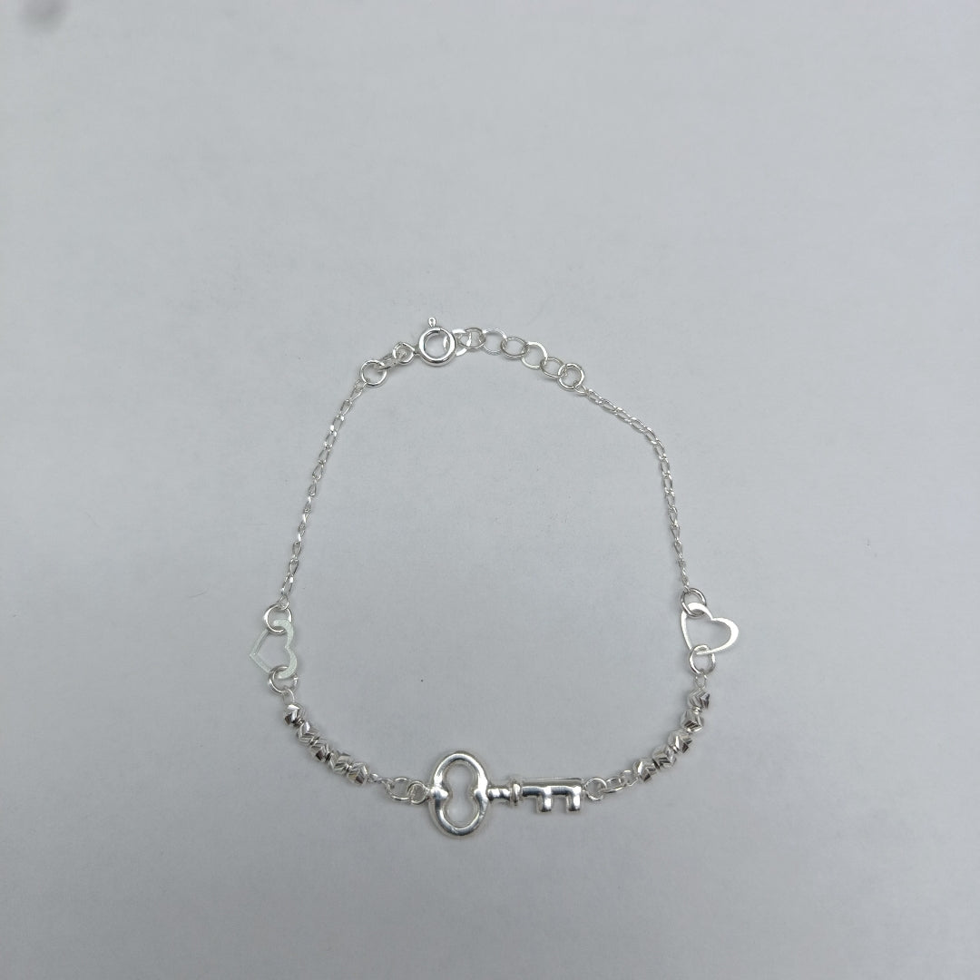 PULSERA TEJIDO LLAVE PLATA .925 18 CM 2.4 GR (NUEVO)
