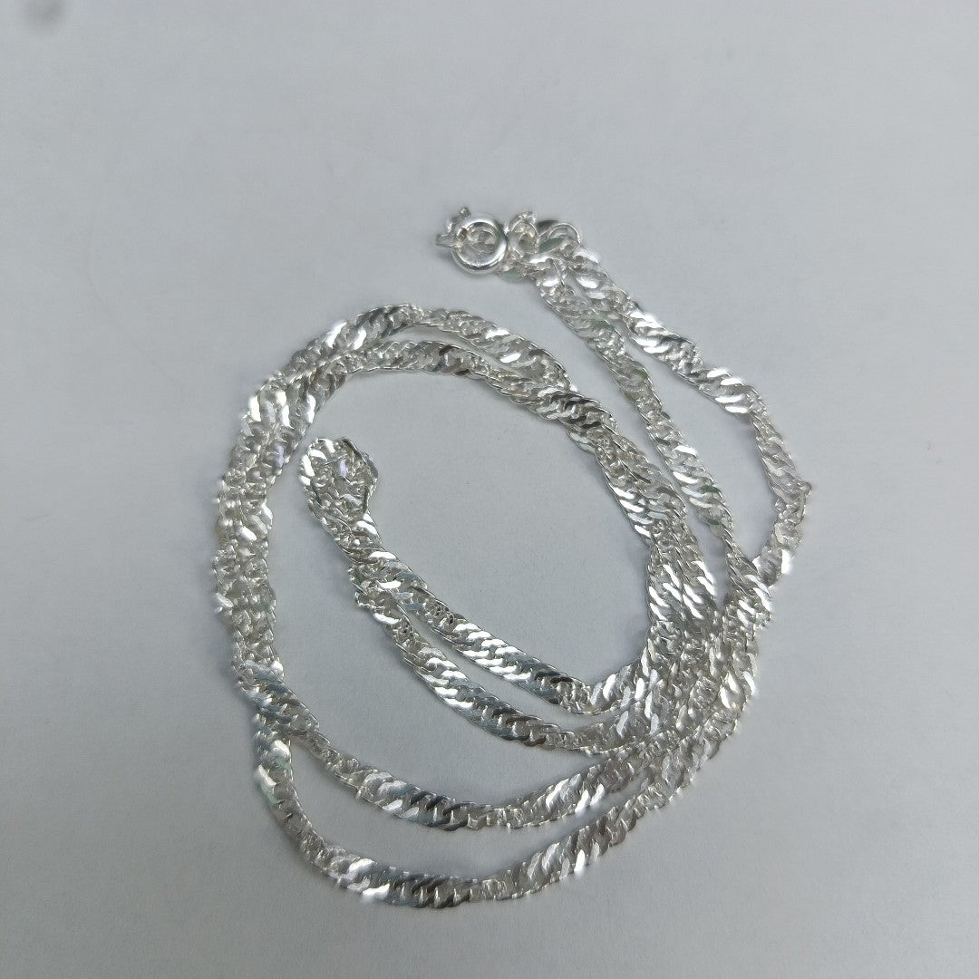CADENA TEJIDO MEDIO TORZAL PLATA .925 55 CM 6.4 GR (NUEVO)